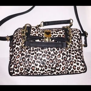 Betsey Johnson Puffy Heart Leopard Satchel NWT